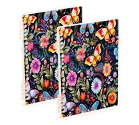 Waassud Butterflies Flowers Spiral Notebooks for Work College Detachable Ruled Notebooks Journal Note Book 60 Pages A5 Office Supplies 1 Pack