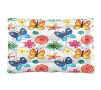 Waassud Butterfly Doodle Thick Dog Bed Mat Non-Slip Chew-Resistant Pet Bed for Dogs Cats Soft Washable Kennel Crate Pad for Floor Sofa Car 36" x 24"