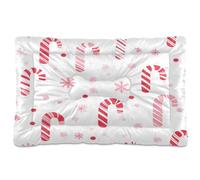 Waassud Candy Cane Pattern Thick Dog Bed Mat Non-Slip Chew-Resistant Pet Bed for Dogs Cats Soft Washable Kennel Crate Pad for Floor Sofa Car 18" x 24"