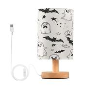 Waassud Cartoon Boo-boos Bat Table Lamp with Matte Fabric Shade, Dimmable Desk Light for Girls Bedroom, Dorm Room Essentials, Nightstand Decor