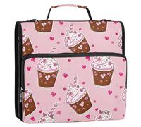 Waassud Cartoon Ice Cream Zipper Binder 3 Ring with Shoulder Strap and Handle 1.5 Inch D-Ring 500 Sheets Expanding File Folder Organizer