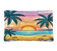 Waassud Cartoon Sandy Beach Thick Dog Bed Mat Non-Slip Chew-Resistant Pet Bed for Dogs Cats Soft Washable Kennel Crate Pad for Floor Sofa Car 18" x 24"