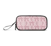 Waassud Chains of Bows Pencil Case Large Capacity Pen Holder 3 Compartment Stationery Pen Bag Nylon Zipper Pouch for Office Artist