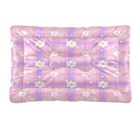 Waassud Checkered Plaid Daisy Thick Dog Bed Mat Non-Slip Chew-Resistant Pet Bed for Dogs Cats Soft Washable Kennel Crate Pad for Floor Sofa Car 36" x 24"