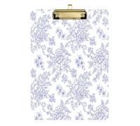 Waassud Chinoiserie-Style Floral Pattern Clipboard with Storage Acrylic Writing Board Low Profile Clip Decorative Organizer for Nurses Office Home 12" x 9"