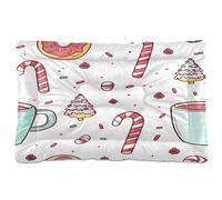 Waassud Christmas Candy Thick Dog Bed Mat Non-Slip Chew-Resistant Pet Bed for Dogs Cats Soft Washable Kennel Crate Pad for Floor Sofa Car 18" x 24"