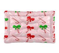 Waassud Christmas Candy with Bow Thick Dog Bed Mat Non-Slip Chew-Resistant Pet Bed for Dogs Cats Soft Washable Kennel Crate Pad for Floor Sofa Car 18" x 24"