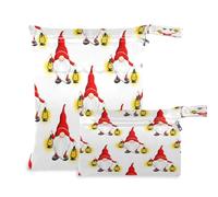 Waassud Christmas Dwarves Wet Dry Bag Reusable Wet Bags Organizer Diaper Bag Organizing Pouches with 2 Zippered Pockets for Swimsuit Gym Clothes