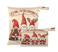 Waassud Christmas Dwarves Wet Dry Bag Reusable Wet Bags Organizer Diaper Bag Organizing Pouches with 2 Zippered Pockets for Swimsuit Gym Clothes