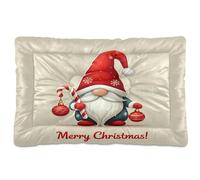 Waassud Christmas Gnome Thick Dog Bed Mat Non-Slip Chew-Resistant Pet Bed for Dogs Cats Soft Washable Kennel Crate Pad for Floor Sofa Car 18" x 24"