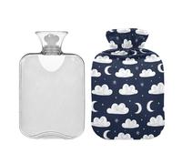 Waassud Cloud Moon Hot Water Bottle with Soft Cover Hot Water Bag for Pain Relief 2L Water Heating Pad for Neck Shoulder Medium