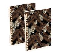 Waassud Cocoa-brown Tropical Palm Leaves Spiral Notebooks for Work College Detachable Ruled Notebooks Journal Note Book 60 Pages A5 Office Supplies 2 Pack