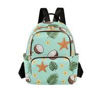 Waassud Coconuts Starfish Backpack for Women Lightweight Casual Quilted Daypack Fashion Travel Backpack Purse for Work Gym College M