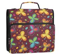 Waassud Colorful Abstract Floral Zipper Binder 3 Ring with Shoulder Strap and Handle 1.5 Inch D-Ring 500 Sheets Expanding File Folder Organizer