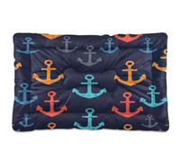 Waassud Colorful Anchor Thick Dog Bed Mat Non-Slip Chew-Resistant Pet Bed for Dogs Cats Soft Washable Kennel Crate Pad for Floor Sofa Car 36" x 24"