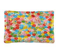 Waassud Colorful Candy Buttons Thick Dog Bed Mat Non-Slip Chew-Resistant Pet Bed for Dogs Cats Soft Washable Kennel Crate Pad for Floor Sofa Car 18" x 24"
