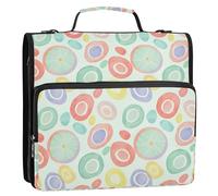 Waassud Colorful Concentric Circles Zipper Binder 3 Ring with Shoulder Strap and Handle 1.5 Inch D-Ring 500 Sheets Expanding File Folder Organizer