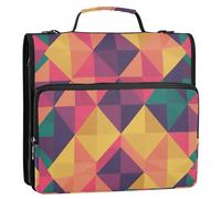 Waassud Colorful Diamond Shapes Zipper Binder 3 Ring with Shoulder Strap and Handle 1.5 Inch D-Ring 500 Sheets Expanding File Folder Organizer