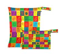 Waassud Colorful Fruits Wet Dry Bag Reusable Wet Bags Organizer Diaper Bag Organizing Pouches with 2 Zippered Pockets for Swimsuit Gym Clothes
