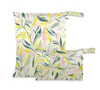 Waassud Colorful Jungle Plants Wet Dry Bag Reusable Wet Bags Organizer Diaper Bag Organizing Pouches with 2 Zippered Pockets for Swimsuit Gym Clothes