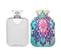 Waassud Colorful Mandala Hot Water Bottle with Soft Cover Hot Water Bag for Pain Relief 2L Water Heating Pad for Neck Shoulder Small