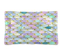 Waassud Colorful Mermaid Scales Thick Dog Bed Mat Non-Slip Chew-Resistant Pet Bed for Dogs Cats Soft Washable Kennel Crate Pad for Floor Sofa Car 36" x 24"