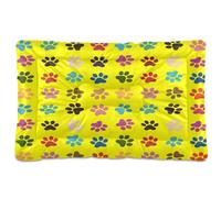 Waassud Colorful Paw Prints Thick Dog Bed Mat Non-Slip Chew-Resistant Pet Bed for Dogs Cats Soft Washable Kennel Crate Pad for Floor Sofa Car 36" x 24"