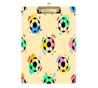Waassud Confetti Soccer Balls Clipboard with Storage Acrylic Writing Board Low Profile Clip Decorative Organizer for Nurses Office Home 12" x 9"