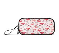 Waassud Coral Hearts Pencil Case Large Capacity Pen Holder 3 Compartment Stationery Pen Bag Nylon Zipper Pouch for Office Artist