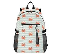 Waassud Crab Wavy Lines Laptop Backpack for Women Men, 20L Casual Travel Backpack with 14 Inch Notebook Compartment, Lightweight Daypack for College Work Business Outdoor