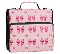 Waassud Create-a-seamless-pattern-featuring-pink-bows-on-a-light-pink-background-tile-1743412758665 Zipper Binder 3 Ring with Shoulder Strap and Handle 1.5 Inch D-Ring 500 Sheets Expanding File Fold