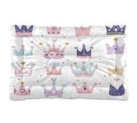 Waassud Crown Thick Dog Bed Mat Non-Slip Chew-Resistant Pet Bed for Dogs Cats Soft Washable Kennel Crate Pad for Floor Sofa Car 18" x 24"