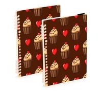 Waassud Cupcake Hearts Spiral Notebooks Refillable A5 Ruled 1Pcs