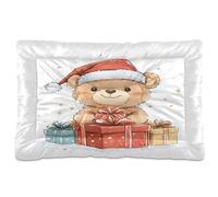 Waassud Cute Bear Christmas Thick Dog Bed Mat Non-Slip Chew-Resistant Pet Bed for Dogs Cats Soft Washable Kennel Crate Pad for Floor Sofa Car 18" x 24"