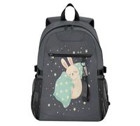Waassud Cute Bunny Laptop Backpack for Women Men, 20L Casual Travel Backpack with 14 Inch Notebook Compartment, Lightweight Daypack for College Work Business Outdoor