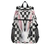 Waassud Cute Bunny Laptop Backpack for Women Men, 20L Casual Travel Backpack with 14 Inch Notebook Compartment, Lightweight Daypack for College Work Business Outdoor