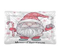 Waassud Cute Christmas Gnome Thick Dog Bed Mat Non-Slip Chew-Resistant Pet Bed for Dogs Cats Soft Washable Kennel Crate Pad for Floor Sofa Car 18" x 24"