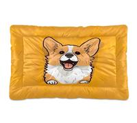 Waassud Cute Corgi Thick Dog Bed Mat Non-Slip Chew-Resistant Pet Bed for Dogs Cats Soft Washable Kennel Crate Pad for Floor Sofa Car 18" x 24"