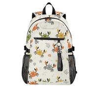 Waassud Cute Crab Laptop Backpack for Women Men, 20L Casual Travel Backpack with 14 Inch Notebook Compartment, Lightweight Daypack for College Work Business Outdoor