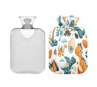 Waassud Cute Dinosaurs Hot Water Bottle with Soft Cover Hot Water Bag for Pain Relief 2L Water Heating Pad for Neck Shoulder Medium