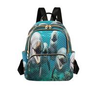 Waassud Cute Dolphins Backpack for Women Lightweight Casual Quilted Daypack Fashion Travel Backpack Purse for Work Gym College M