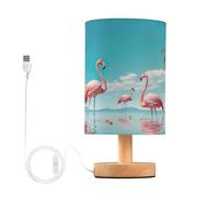 Waassud Cute Flamingo Table Lamp with Matte Fabric Shade, Dimmable Desk Light for Girls Bedroom, Dorm Room Essentials, Nightstand Decor