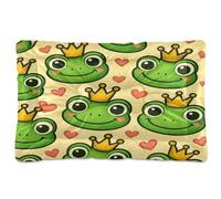 Waassud Cute Frog with Crowns Thick Dog Bed Mat Non-Slip Chew-Resistant Pet Bed for Dogs Cats Soft Washable Kennel Crate Pad for Floor Sofa Car 18" x 24"