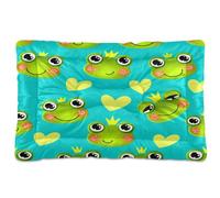 Waassud Cute Frog with Heart Thick Dog Bed Mat Non-Slip Chew-Resistant Pet Bed for Dogs Cats Soft Washable Kennel Crate Pad for Floor Sofa Car 36" x 24"