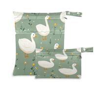 Waassud Cute Geese Wet Dry Bag Reusable Wet Bags Organizer Diaper Bag Organizing Pouches with 2 Zippered Pockets for Swimsuit Gym Clothes