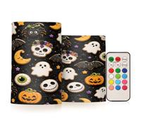 Waassud Cute Ghost Pumpkin Coolies Flameless Candles Battery Operated LED