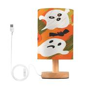 Waassud Cute Ghosts Pumpkin Table Lamp with Matte Fabric Shade, Dimmable Desk Light for Girls Bedroom, Dorm Room Essentials, Nightstand Decor