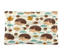 Waassud Cute Hedgehogs Leaves Thick Dog Bed Mat Non-Slip Chew-Resistant Pet Bed for Dogs Cats Soft Washable Kennel Crate Pad for Floor Sofa Car 18" x 24"