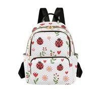 Waassud Cute Ladybugs Hearts Backpack for Women Lightweight Casual Quilted Daypack Fashion Travel Backpack Purse for Work Gym College M