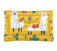 Waassud Cute Llama Thick Dog Bed Mat Non-Slip Chew-Resistant Pet Bed for Dogs Cats Soft Washable Kennel Crate Pad for Floor Sofa Car 18" x 24"